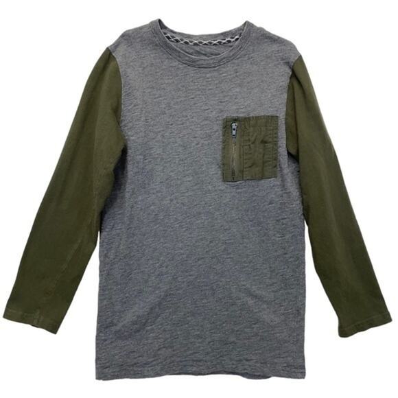 Mossimo Long Sleeve T-shirt Raglan Gray Green Color-block boys Size Small 6-7 - Picture 1 of 9